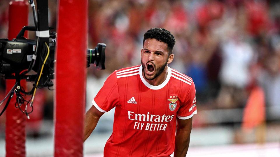 Goncalo Ramos var manden i centrum, da Benfica udspillede FC Midtjylland i Champions League-kvalifikationen. <i>Patricia De Melo Moreira/Ritzau Scanpix</i>