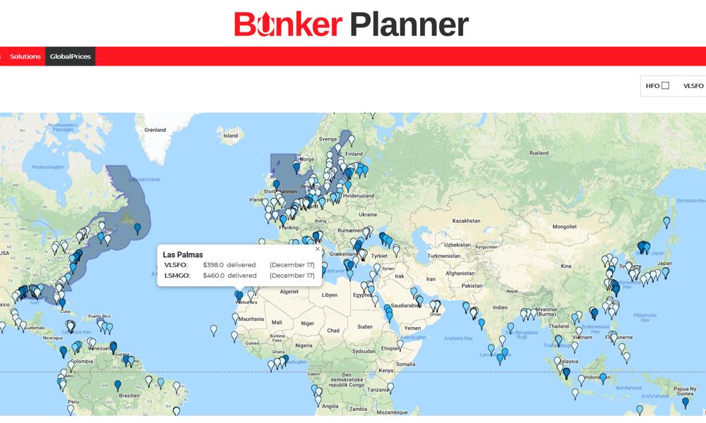 Screenshot fra BunkerMetrics software BunkerPlanner