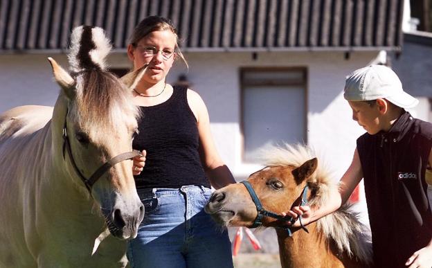 Viola og broderen Sascha hygger sig i Hørmested - år 2001. <i>Arkivfoto: Bent Bach</i>