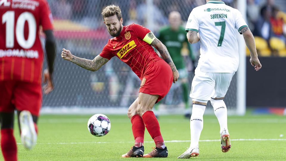 FC Nordsjælland-anfører Kian Hansen var ikke helt tilfreds, selv om holdet lørdag fik den fjerde sejr af fire mulige i Superligaen. <i>Claus Bech/Ritzau Scanpix</i>