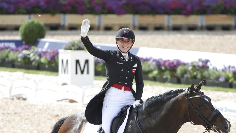 Nanna Skodborg Merrald og Blue Hors Zack leverede lørdag deres højeste score i en international konkurrence. <i>Friso Gentsch/Ritzau Scanpix</i>