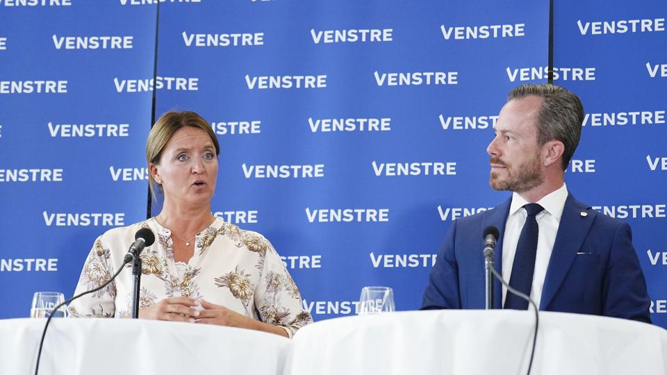 Boligordfører Heidi Bank og formand Jakob Ellemann-Jensen præsenterer Venstres nye boligudspil. <i>Martin Sylvest/Ritzau Scanpix</i>
