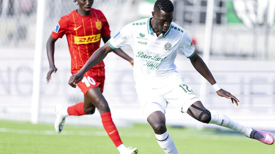 Viborg-angriberen Alassana Jatta blev skiftet ind og scorede til 2-1 tirsdag aften mod færøske B36 Torshavn. (Arkivfoto). <i>Claus Bech/Ritzau Scanpix</i>
