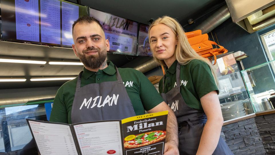 Ali Ataya og Lærke Larsen er de nye ejere af Milan Pizza i Lodsgade. <i>Foto: Kim Dahl Hansen</i>