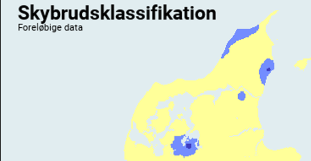 Fem nordjyske kommuner blev ramt af skybrud, hvoraf mest nedbør faldt omkring Agersted. <i>Screenshot fra tirsdag: DMI</i>