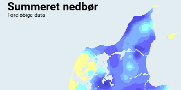 Som det fremgår af kortet fik det meste af Nordjylland tirsdag en ordentlig omgang regn. <i>Screenshot fra tirsdag: DMI</i>