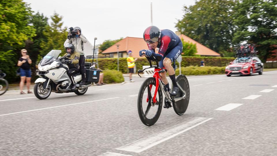 Geraint Thomas deltog for lidt over en uge siden i Commonwealth Games, men har ifølge eget udsagn ikke lavet noget som helst frem mod PostNord Danmark Rundt ellers. Onsdag blev han nummer fire på enkeltstarten i Assens. <i>Bo Amstrup/Ritzau Scanpix</i>