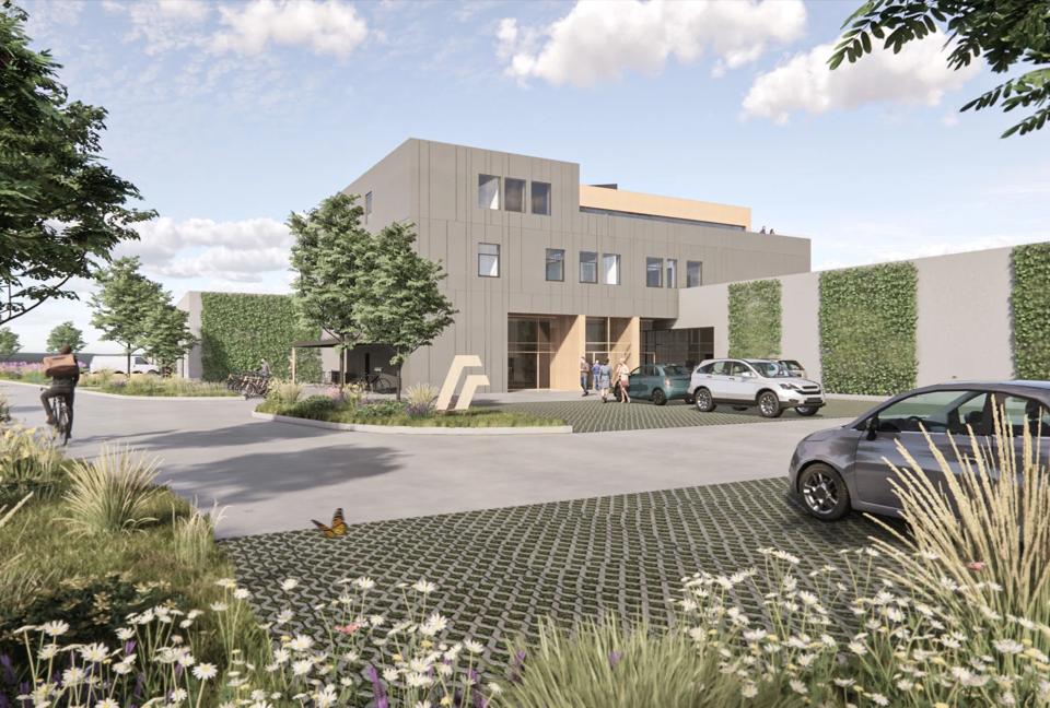 Aalborg Forsyning vil opføre et nyt driftscenter centralt i Aalborg. <i>Illustration: Arkinord</i>