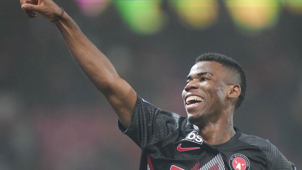 Raphael Onyedika nåede at bidrage med fire mål i 57 kampe i FC Midtjylland (Arkivfoto). <i>Claus Fisker/Ritzau Scanpix</i>