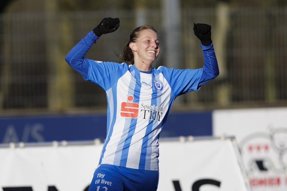Rikke Dybdahl scorede begge FC Thy-Thisted Q's mål i Hjørring. <i>Arkivfoto: Henrik Bo</i>