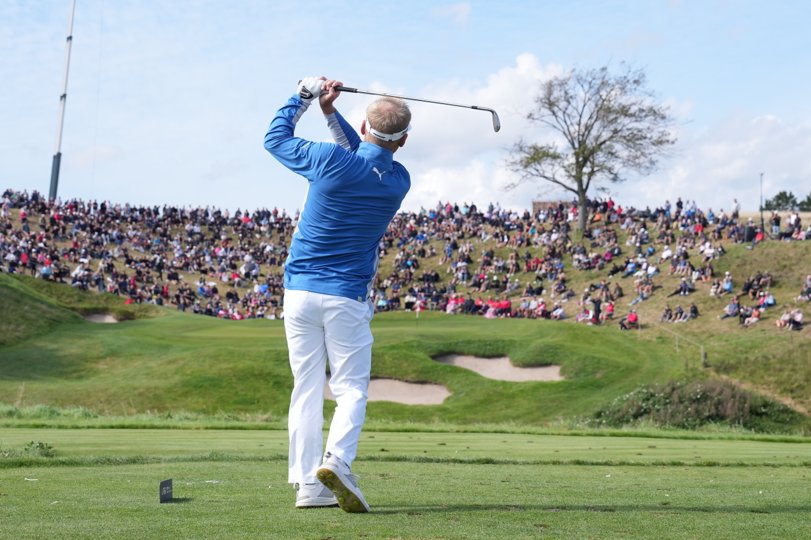 Made in Himmerland er tilbage i det nordjyske næste år, og der er en forlængelse af kontrakten med DP World Tour på vej. Dermed kan Søren Kjeldsen igen slå ud på det ikoniske Himmerland Hill. <i>Foto: Henning Bagger/Ritzau Scanpix</i>