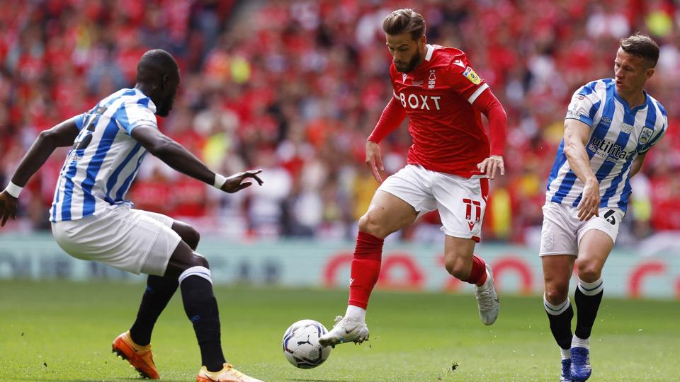 Philip Zinckernagel var i sidste sæson med til at rykke Nottingham Forest op i Premier League. Han spillede i klubben på en lejeaftale. (Arkivfoto). <i>Andrew Couldridge/Ritzau Scanpix</i>