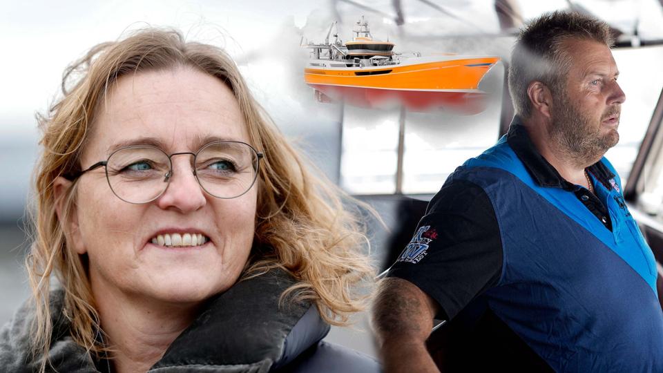 Lise Bjørn Jørgensen har købt Henning Kjeldsens endnu ikke færdigbyggede båd samt nogle af hans kvoter. Foto: Torben Hansen, Betina Garcia/Ritzau Scanpix og Rederiet Isafold. Illustration: Anders Andersen