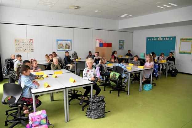 0.A har sagt farvel til forældrene og startet deres nye karriere som skoleelever. Foto: Hans Sejlund