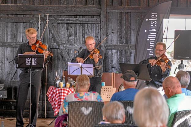 Tre herrer fra Aalborg Symfoniorkester spillede torsdag aften i Kulturladen, idet der var John Mogensen musik. Foto: Mogens Lynge