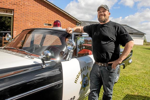 Rene Bech fra Fjerritslev kom til amerikaner-træf i sin sherifbil fra The Highway Patrol. Foto: Jesper Hansen
