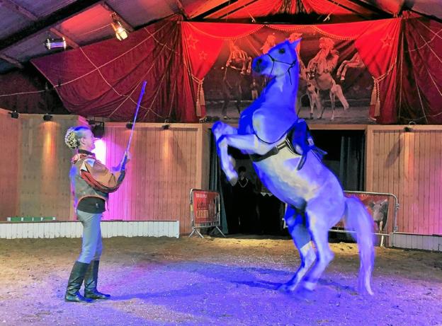 Katja Schumann i manegen på Cirkusgården i Løkken. Nu er hun tildelt Den Danske Cirkuspris. Foto: Arkivfoto
