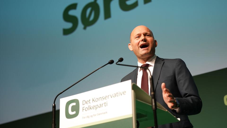 Søren Pape Poulsen taler ved Det Konservative Folkepartis landsråd i Tivoli Congress Center i København, lørdag den 10. september 2022. <i>Emil Helms/Ritzau Scanpix</i>
