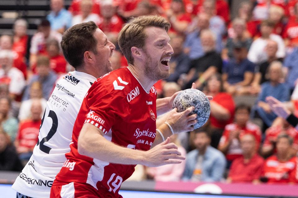 Kristian Bjørnsen og holdkammeraterne hentede en sikker sejr over Lemvig-Thyborøn. <i>Foto: Kim Dahl Hansen</i>