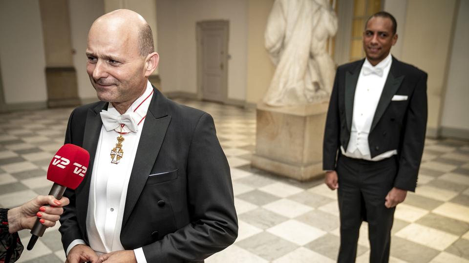 De Konservatives formand, Søren Pape Poulsen, blev lørdag på partiets landsråd stillet en del spørgsmål om sin ægtefælle. Billedet her er fra søndag, hvor parret deltog ved en gallamiddag i anledning af dronning Margrethes 50-års-jubilæum som regent. <i>Mads Claus Rasmussen/Ritzau Scanpix</i>