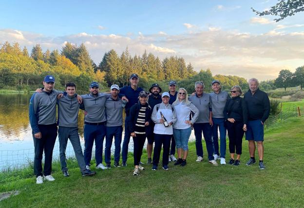 Dronninglund Golfklubs dygtige spillere, der har været med til at spille klubben i 1. division: Casper Bruun, Jens Meto, Mark Schütze, Phillip Caludann, Martin Michno, Mikkel Endby, Mathias Ejstrud, Peter Baagøe og Dennis Møller. <i>Foto: Privat foto</i>