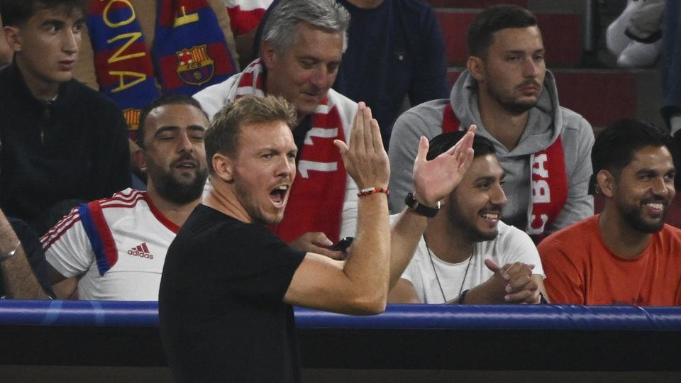 Bayern Münchens cheftræner, Julian Nagelsmann (billedet), stod tirsdag aften ansigt til ansigt med sin gamle stjerneangriber Robert Lewandowski, da sydtyskerne mødte FC Barcelona. <i>Peter Kneffel/Ritzau Scanpix</i>