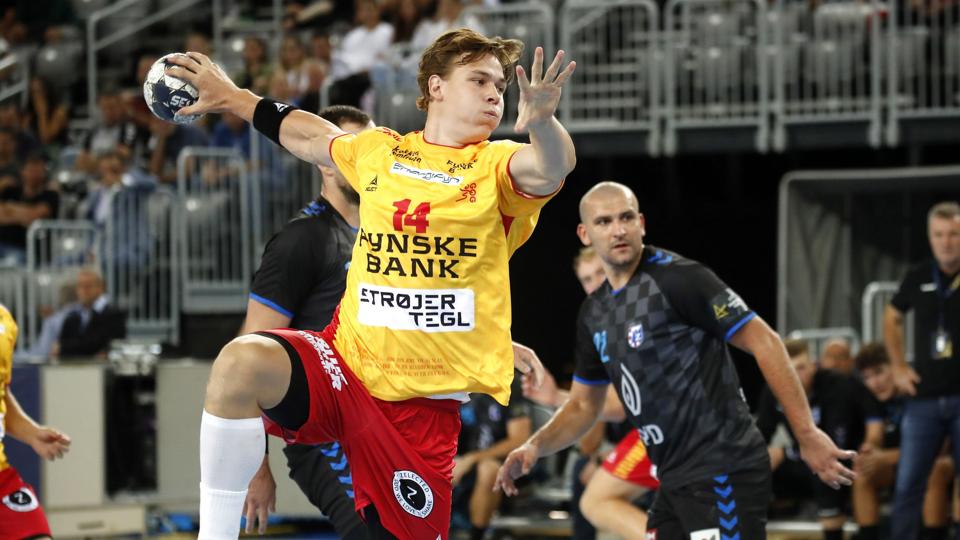 Stregspilleren Lukas Jørgensen scorede fem gange på fem forsøg i GOG's Champions League-sejr i Zagreb. <i>Antonio Bat/Ritzau Scanpix</i>