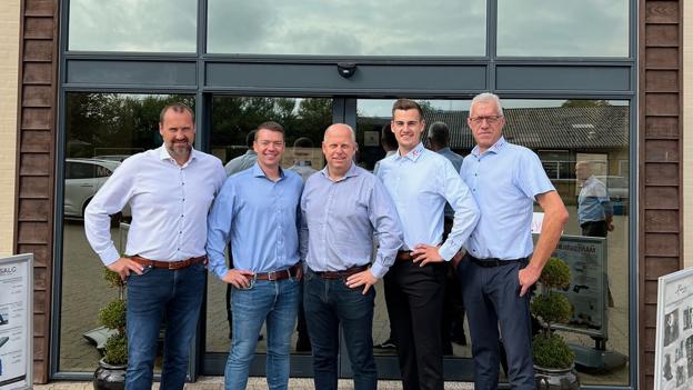 Den nye ejerskreds i Redoffice Konpap består fra 1. oktober af Peter Rasmussen, Mikey Berg Kristiansen, Klaus Sørensen, Thomas Linde Nielsen og Mads Larsen <i>Privatfoto</i>