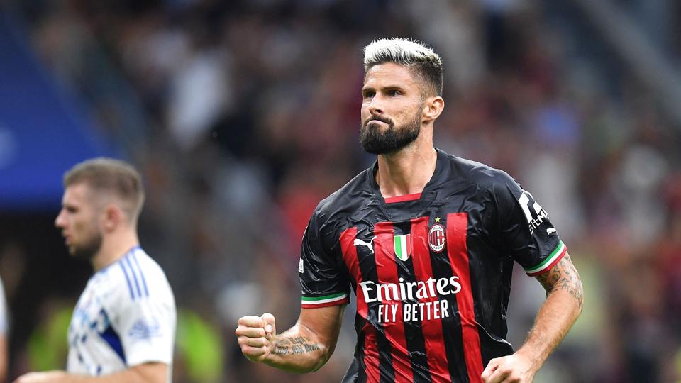 35-årige Olivier Giroud har lavet 48 mål i 112 kampe for Frankrig. Han har fået en fin start på denne sæson med fire mål i otte kampe for AC Milan. <i>Daniele Mascolo/Reuters</i>