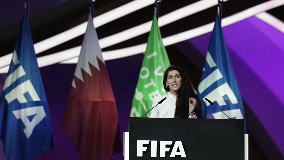 Lise Klaveness gik i marts på talerstolen på en Fifa-kongres, hvor hun kritiserede Qatar og Fifa for at gøre for lidt for at bedre forholdene for landets migrantarbejdere. <i>Hassan Ammar/Ritzau Scanpix</i>