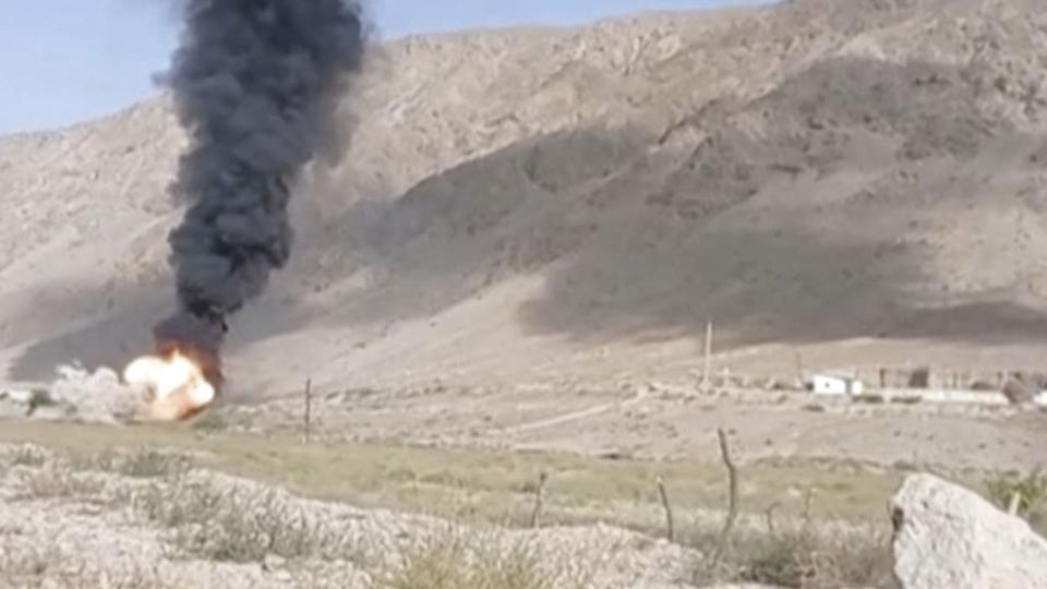 Et stilbillede udsendt af de kirgisiske grænsemyndigheder udsendt fredag 16. september. <i>Kyrgyz Border Guard Service/Reuters</i>
