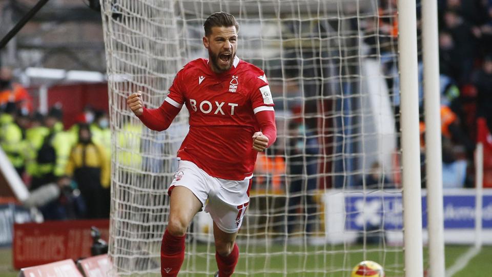 Philip Zinckernagel var i sidste sæson med til at rykke Nottingham Forest op i Premier League, mens han var på udlån fra Watford. Denne sommer blev han solgt til Olympiakos, der dog kort efter har udlejet ham til belgiske Standard Liège. (Arkivfoto). <i>Craig Brough/Reuters</i>