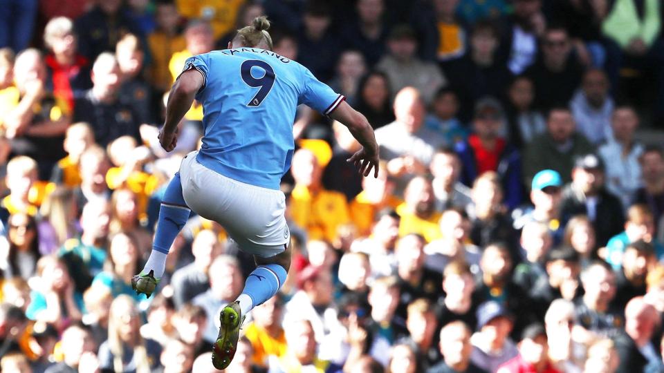 Erling Haaland var igen flyvende for Manchester City. Han har scoret i syv kampe i træk. <i>Geoff Caddick/Ritzau Scanpix</i>