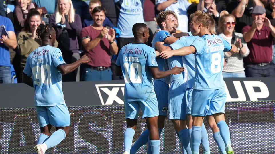 Randers FC er på førstepladsen i mindst et par uger endnu efter sejren over Silkeborg IF. <i>Claus Fisker/Ritzau Scanpix</i>