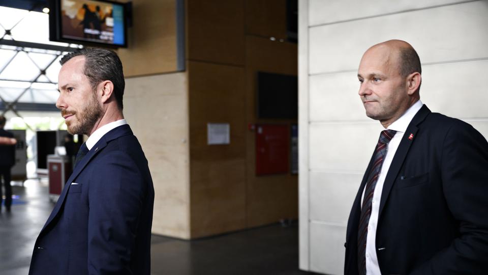 Venstre-formand Jakob Ellemann-Jensen og De Konservatives formand, Søren Pape Poulsen, kæmper om at blive blå bloks foretrukne statsministerkandidat. De to partier ligger stort set lige i den seneste Voxmeter-måling. (Arkivfoto). <i>Philip Davali/Ritzau Scanpix</i>