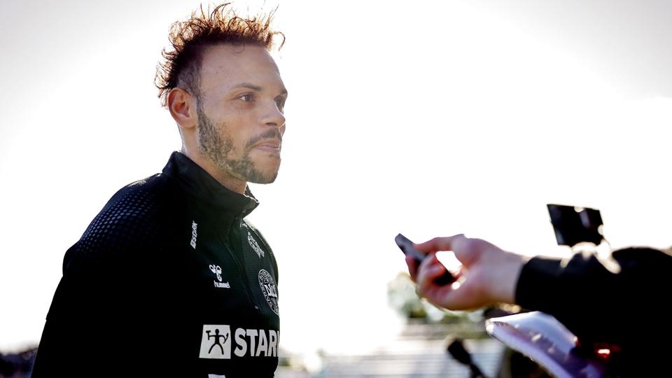 Martin Braithwaite er samlet med det danske fodboldlandshold forud for Nations League-kampene mod Kroatien og Frankrig. <i>Liselotte Sabroe/Ritzau Scanpix</i>