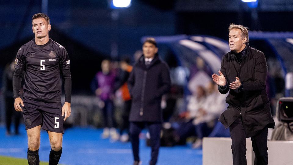 Kasper Hjulmands mange dessiner til Joakim Mæhle og kompagni under kampen mod Kroatien rakte ikke til point. <i>Foto: Liselotte Sabroe/Ritzau Scanpix</i>