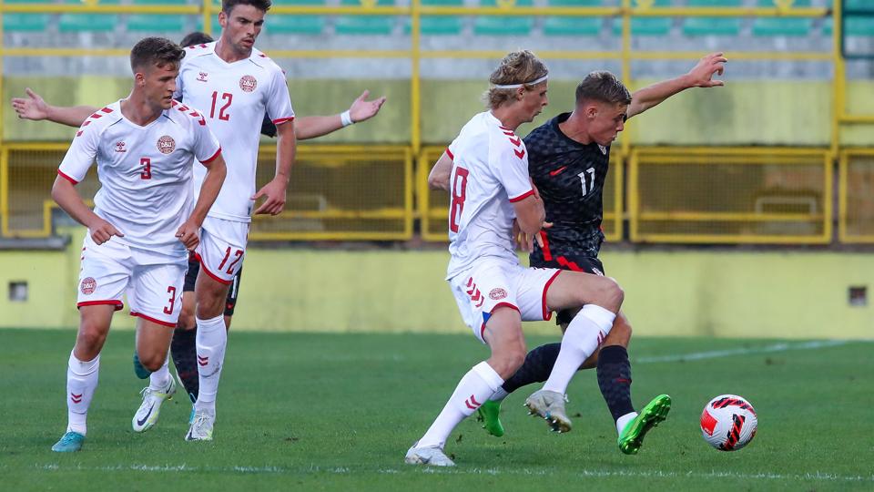 De danske U21-talenter tabte den første EM-playoffkamp i Kroatien. <i>Srecko Niketic/Pixsell/Ritzau Scanpix</i>