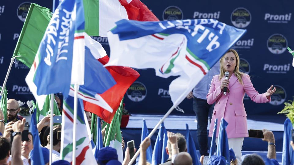 Giorgia Meloni fra Italiens Brødre ventes at blive landets første kvindelige premierminister efter søndagens valg. <i>Alessandro Garofalo/Ritzau Scanpix</i>