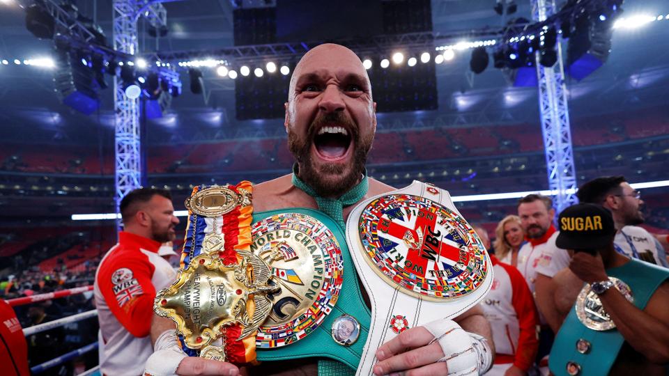 Tyson Fury forsvarede i april sin VM-titel hos bokseforbundet WBC, da han slog Dillian Whyte på Wembley i London. <i>Andrew Couldridge/Ritzau Scanpix</i>