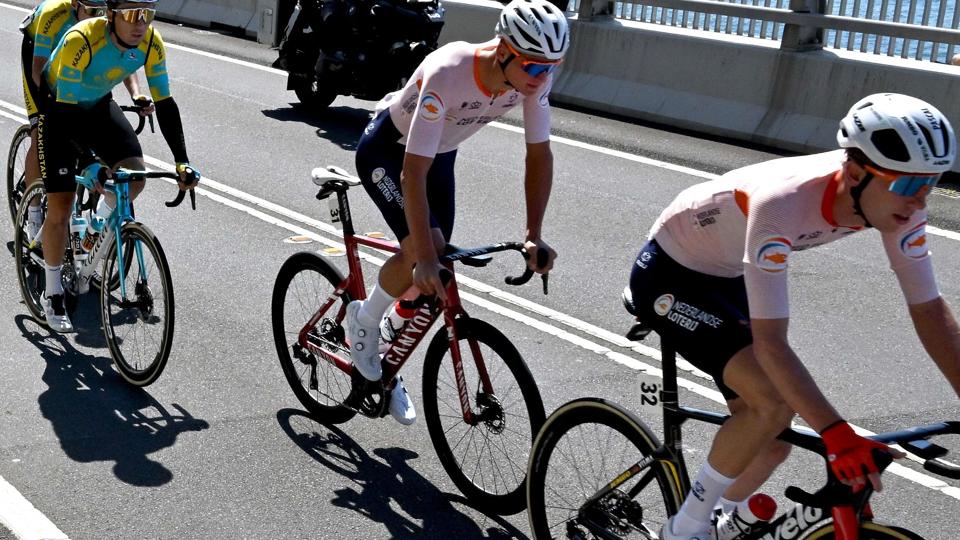 Mathieu van der Poel trak sig tidligt fra herrernes linjeløb ved VM i Australien. <i>William West/Ritzau Scanpix</i>
