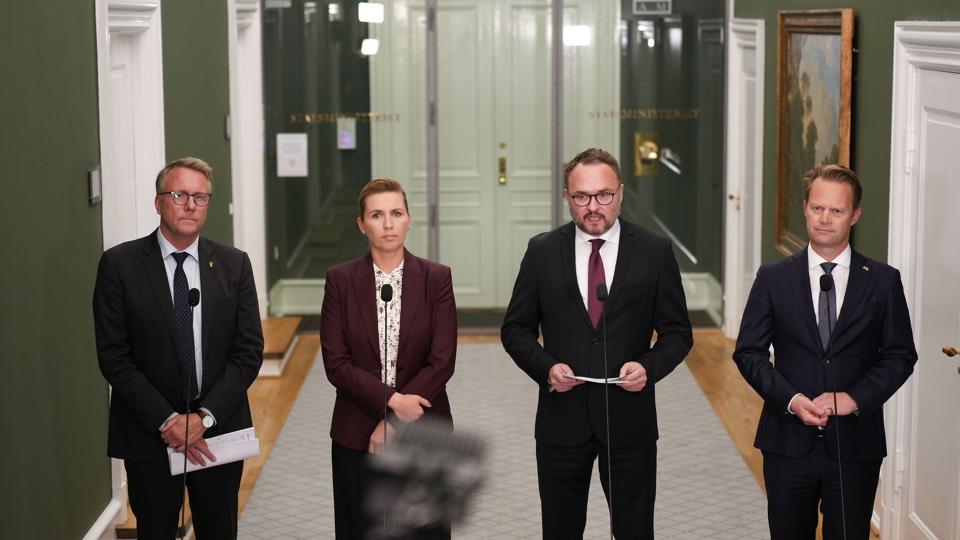 Fire ministre orienterer om situationen ved Nord Stream 1 og 2, hvor der er sket bevidst sabotage af gasledningerne. <i>Emil Helms/Ritzau Scanpix</i>