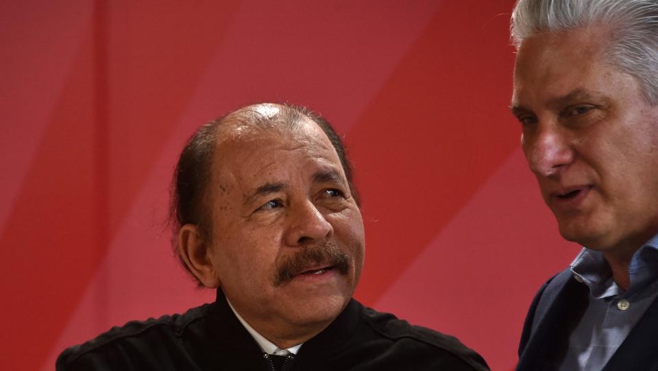 Daniel Ortega (til venstre i billedet) har været præsident for Nicaragua siden 2007. (Arkivfoto). <i>Adalberto Roque/Ritzau Scanpix</i>