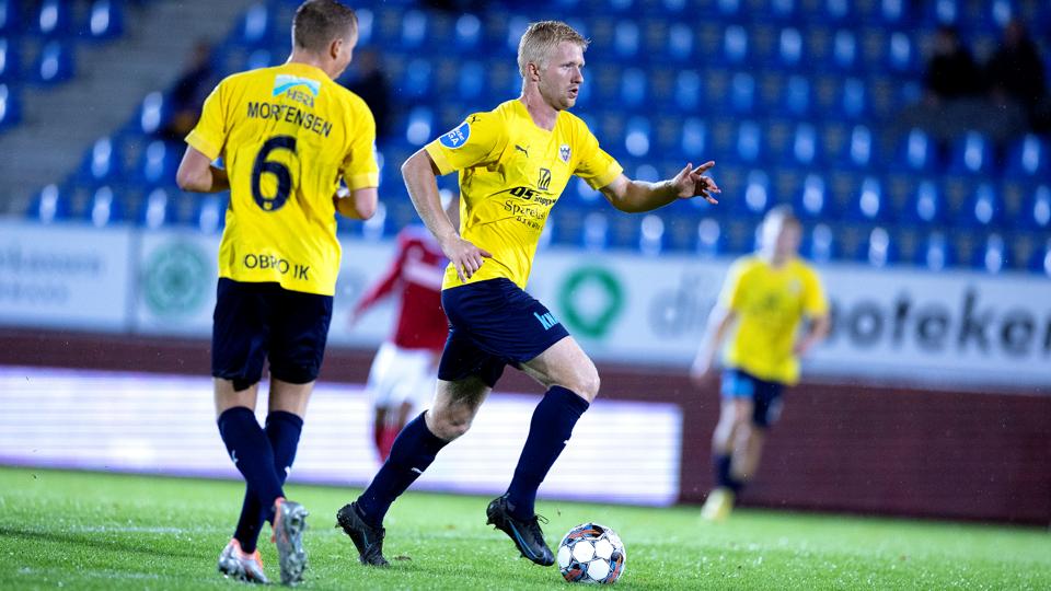Emil Søgaard og Frederik Mortensen var to af de helt store skikkelser i Hobros sejr over Fremad Amager. <i>Foto: Lars Pauli</i>
