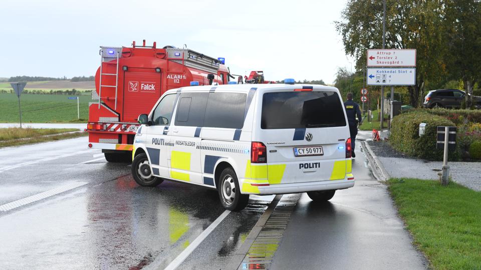 Trafikulykken skete på Krobakken vest for Brovst. <i>Foto: Jan Pedersen</i>