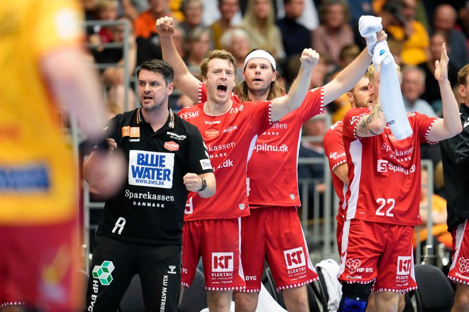 Aalborg Håndbold erobrede søndag førstepladsen i HTH Herreligaen. Uden for banen går det også meget godt. <i>Foto: Frank Cilius/Ritzau Scanpix</i>