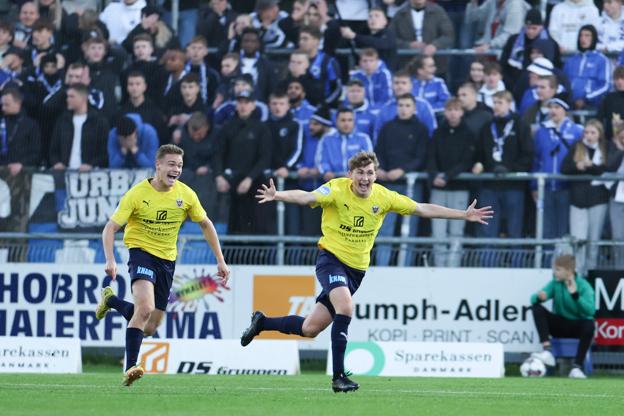 Mads Freundlich bragte Hobro foran allerede efter fire minutters spil. <i>Foto: Bente Poder</i>