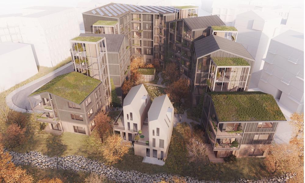 Boligkarrén åbner sig ud mod den omkringliggende natur. Yderst i gårdrummet opføres et selvstændigt gårdhus med ejerboliger. Karréen er tegnet af Holscher Nordberg og gårdhuset af Nordland Arkitekter. Boligkarrén åbner sig ud mod den omkringliggende natur. Yderst i gårdrummet opføres et selvstændigt gårdhus med ejerboliger. Karréen er tegnet af Holscher Nordberg og gårdhuset af Nordland Arkitekter.