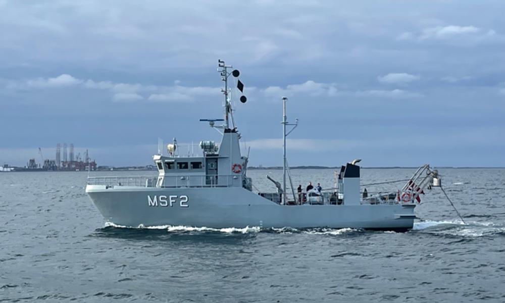 Forsvarets 'MSF1' minerydningsfartøj tester Kraken Robotics' sonar. Forsvarets 'MSF1' minerydningsfartøj tester Kraken Robotics' sonar.