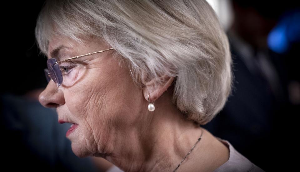 Enten partistifter Pia Kjærsgaard eller politisk næstformand René Christensen må forlade Folketinget for Dansk Folkeparti efter valget tirsdag, hvor partiet er gået tilbage i Sjællands Storkreds. <i>Liselotte Sabroe/Ritzau Scanpix</i>
